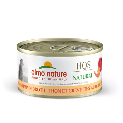 Almo Nature (1011H) HQS Natural Tuna with Shrimp in Broth Cat Can 2.47 oz (70g) SINGLE CAN