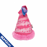 foufouBRANDS™ Birthday Hat Crinkle Plush Dog Toy Pink