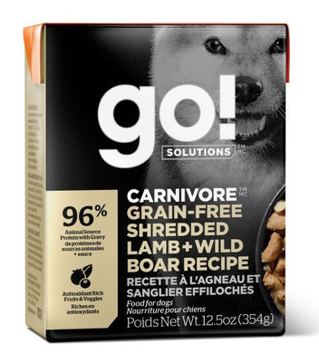 Go! Carnivore Grain Free Shredded Lamb Wild Boar Dog 12.5oz