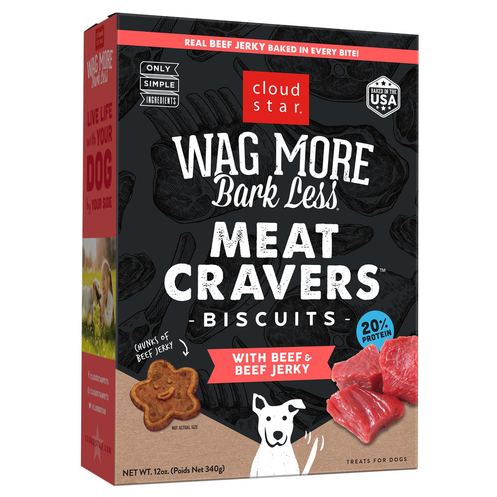 Wag More, Bark Less® Meat Cravers™ Crunchy Biscuits Beef & Beef Jerky 12 oz SALE