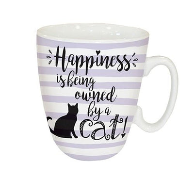 Curved Mug - Happiness Is Being Owned By A Cat ! - Natural Pet Foods