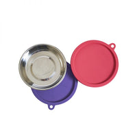 Messy Cats - 4pc Box Set (2 Stainless Steel Bowl & 2 Silicone Lids) NEW - Natural Pet Foods