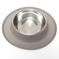 Messy Mutts Silicone Feeder with Stainless Bowl 1.5 Cups Medium Grey - Natural Pet Foods