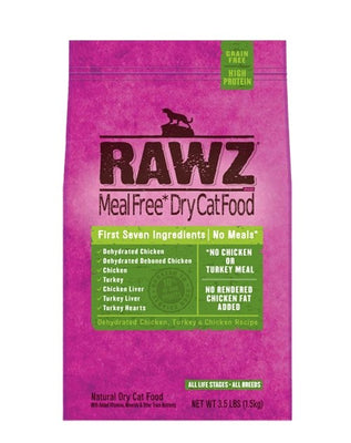 Rawz Meal Free Dry Cat Food - Dehydrated Chicken, Turkey & Chicken Recipe - Natural Pet Foods