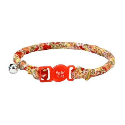 Coastal Safe Cat Round Fashion Collar Red Floral Cat 1pc 3/8x8-12in