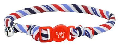 Coastal Safe Cat Round Fashion Collar Stripes Cat 1pc 3/8x8-12in