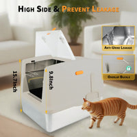 ALL FOR PAWS Go Fresh Enclosed Stainless Steel Litter Box - Sand