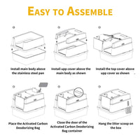 ALL FOR PAWS Go Fresh Enclosed Stainless Steel Litter Box - Sand