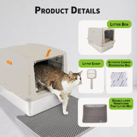 ALL FOR PAWS Go Fresh Enclosed Stainless Steel Litter Box - Sand