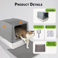 ALL FOR PAWS Go Fresh Stainless Steel No Mess Litter Box - Grey