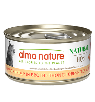 Almo Nature HQS Natural Cat Food - Tuna And Shrimp In Broth 6x70g