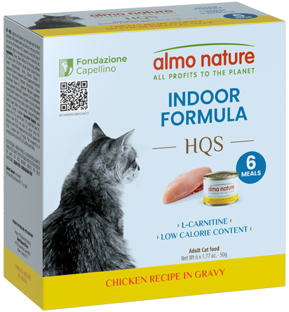 Almo Nature HQS Indoor Cat Food - Chicken Recipe In Gravy 6x50gr