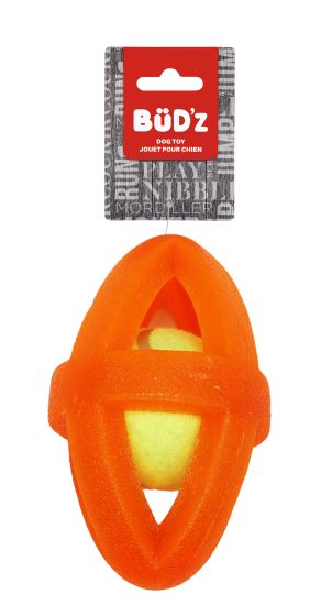 Bud'Z Rubber Dog Toy - With Inserted Tennis Ball, Orange