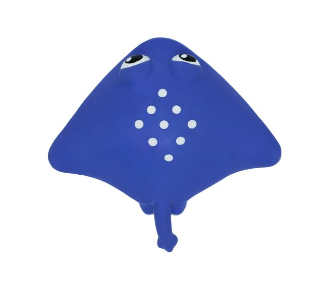 Bud'Z Latex Dog Toy With Squeaker - Stingray, Blue Dog 6in