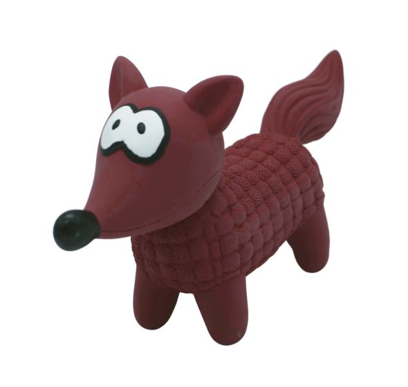 Bud'Z Latex Dog Toy With Squeaker - Red Fox Dog 8in