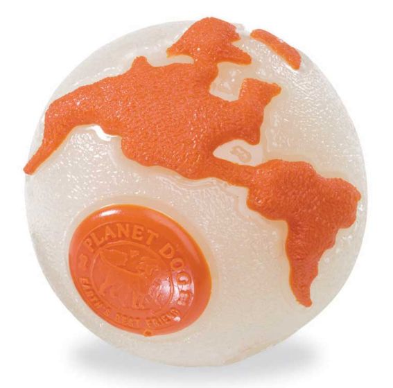 Planet Dog Orbee Tuff Orbee Ball Glow Orange Medium Dog