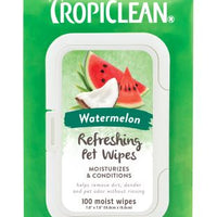 TropiClean Watermelon Refreshing 2-in-1 Pet Wipes 100ct