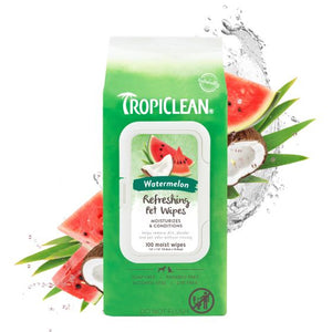 TropiClean Watermelon Refreshing 2-in-1 Pet Wipes 100ct