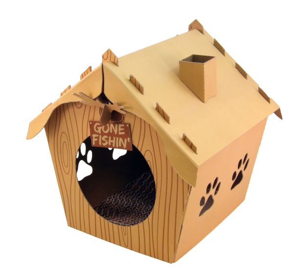 Companion Gear Holiday Log Cabin Cat Scratcher House Small/Medium Cat