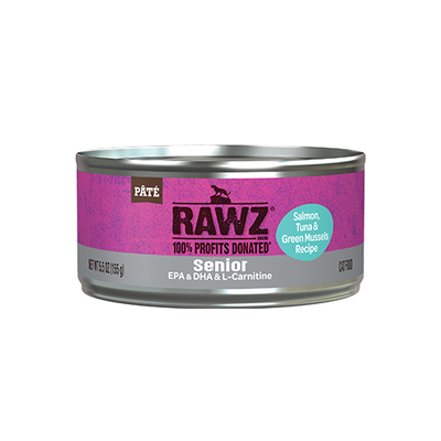 RAWZ® Senior Salmon, Tuna & New Zealand Green Mussels Wet Cat Food 5.5oz (NEW)