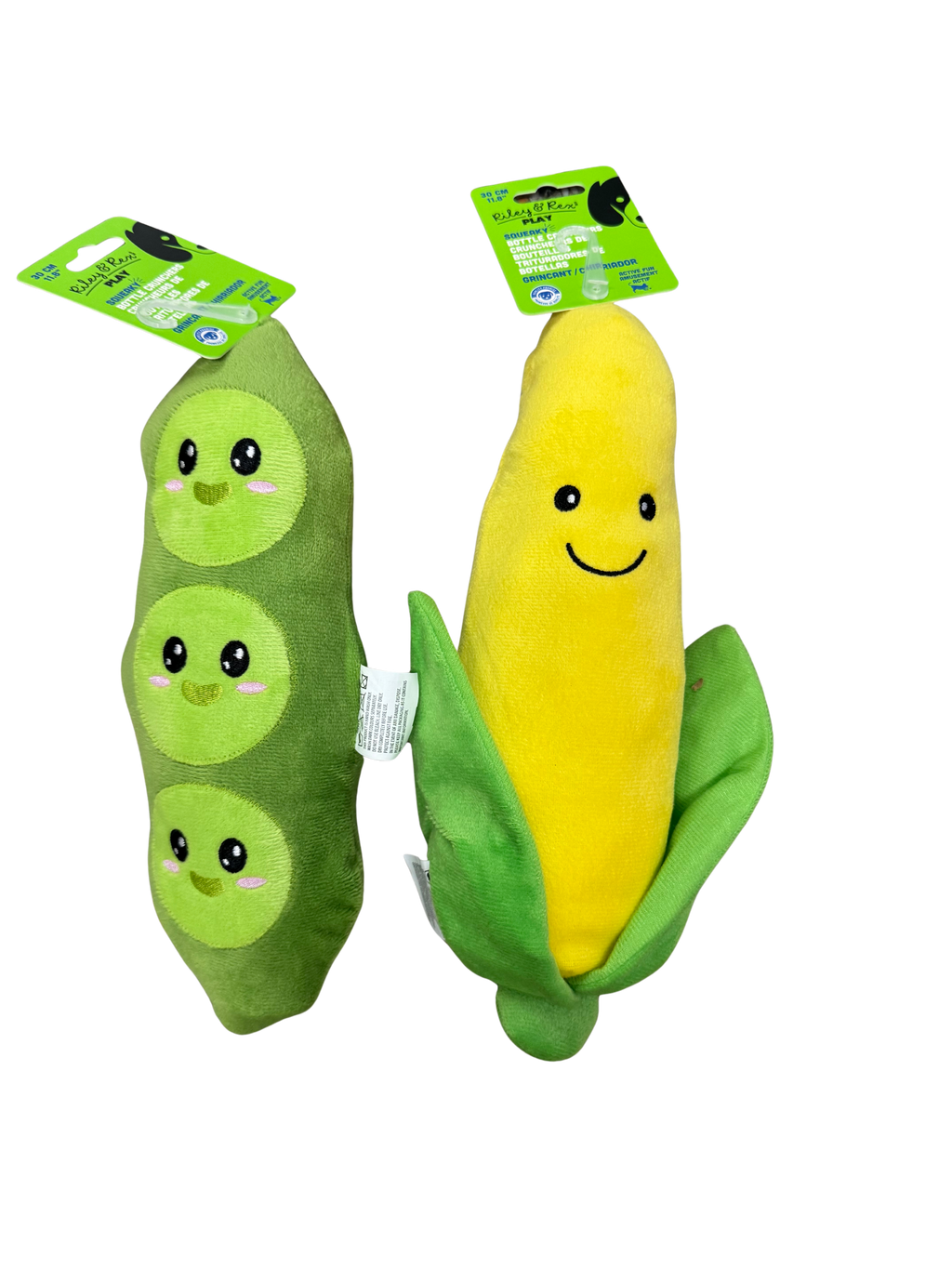 Riley & Rex Plush Pea Pods/Corn with Bottle Cruncher (NEW)