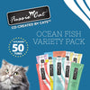 Fussie Cat Ocean Fish Puree Variety Pack 10 Flavors 50 Count Tub