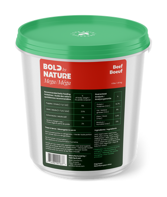 BOLD by NATURE Mega Beef Frozen Dog Food 4 lb Tub