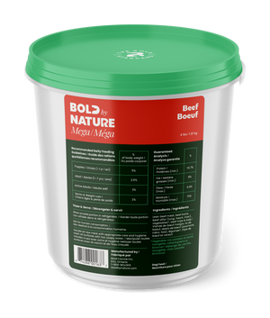 BOLD by NATURE Mega Beef Frozen Dog Food 4 lb Tub