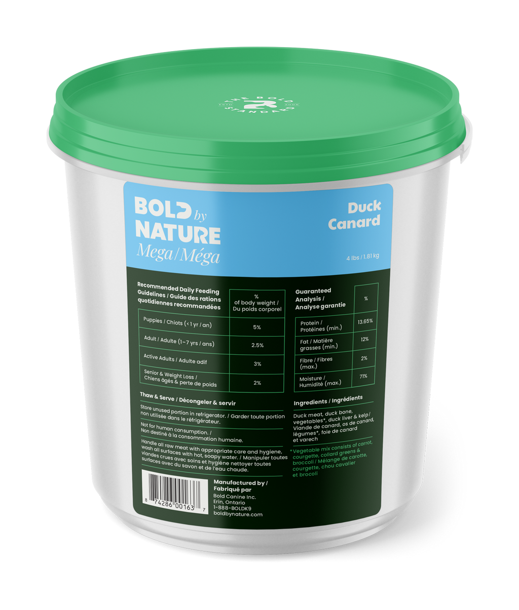 BOLD bY NATURE Mega Duck Frozen Dog Food 4 lb Tub