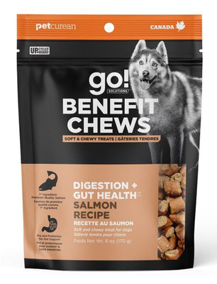 Go! Benefit Chews Digestion + Gut Health Soft & Chewy Treats Salmon Recipe Dog 170g (6 oz) NEW SALE