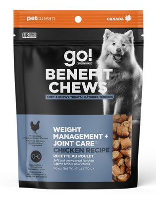 Go Benefit Chews Weight Management + Joint Care Soft and Chewy Treats Chicken Recipe Dog 170g (6 oz) NEW