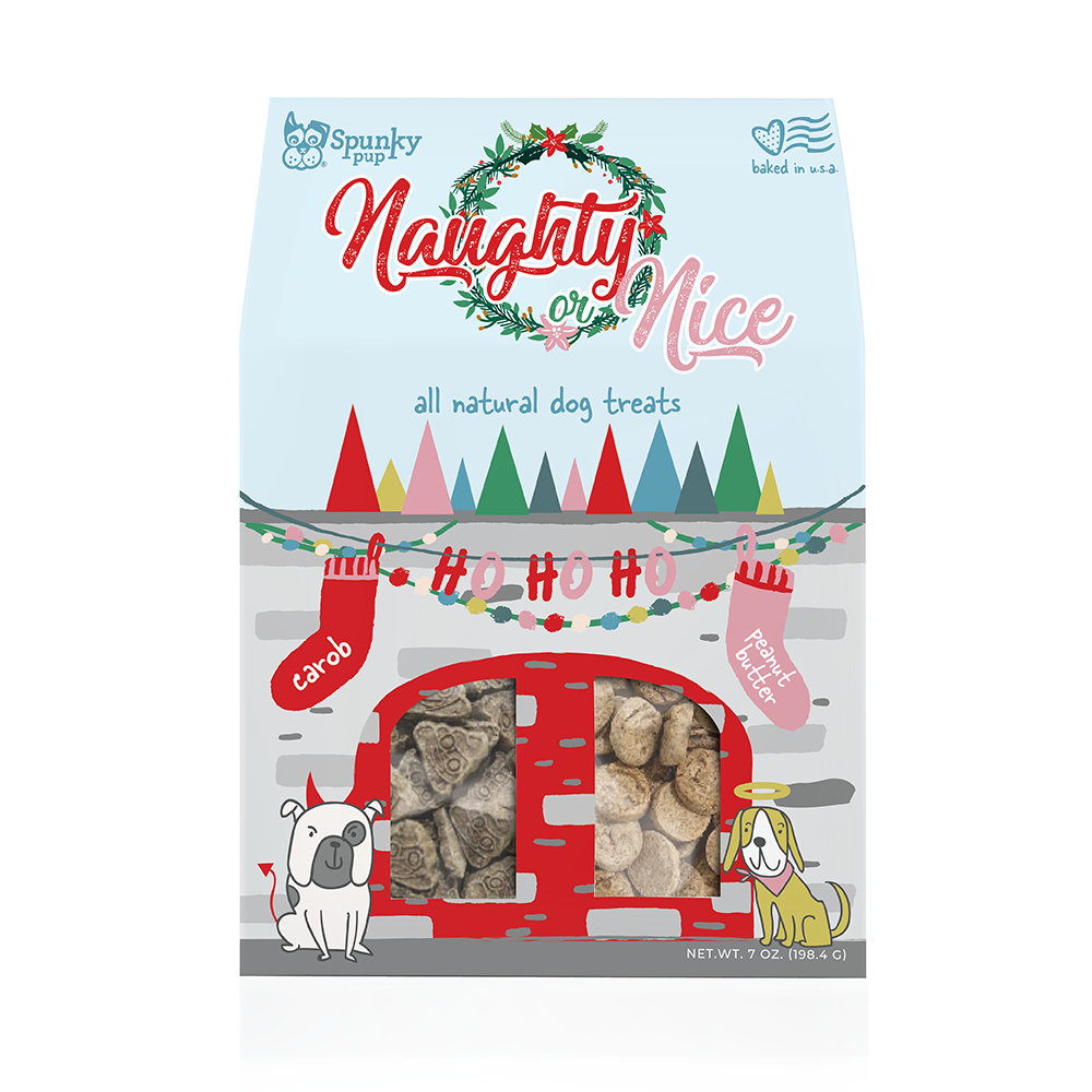 Spunky Pup® HOLIDAY Naughty or Nice? Carob & Peanut Butter Flavored Dog Treats 7oz