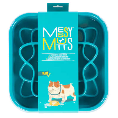 Messy Mutts Interactive Square Slow Feeder Blue
