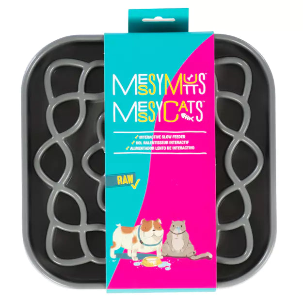 Messy Mutts Interactive Square Slow Feeder Grey