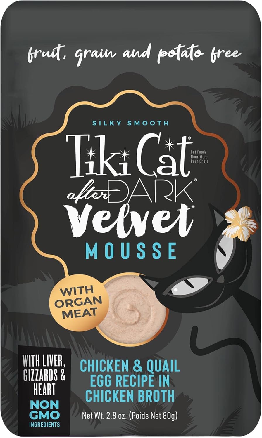 Tiki Cat® After Dark® Velvet Mousse™ Chicken & Quail Egg Recipe in Chicken Broth Wet Cat Food 2.8oz