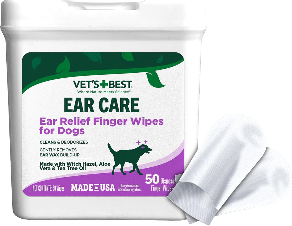 Vets Best, Ear Relief Finger Wipes For Dogs 50ct