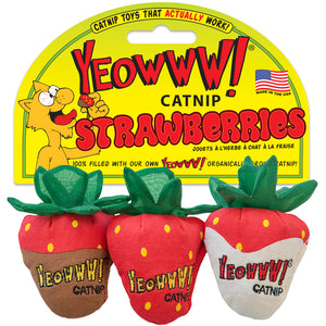 Yeowww Catnip Strawberries 3pk Cat Toys