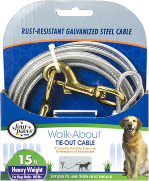 Four Paws® Tie-Out Cable Heavy Weight Silver 15'