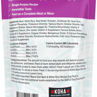 KOHA Bland Diet - Beef & Rice 12.5 oz (NEW)
