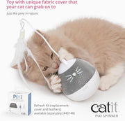 Catit PIXI Spinner Electronic Cat Toy - White & Blue