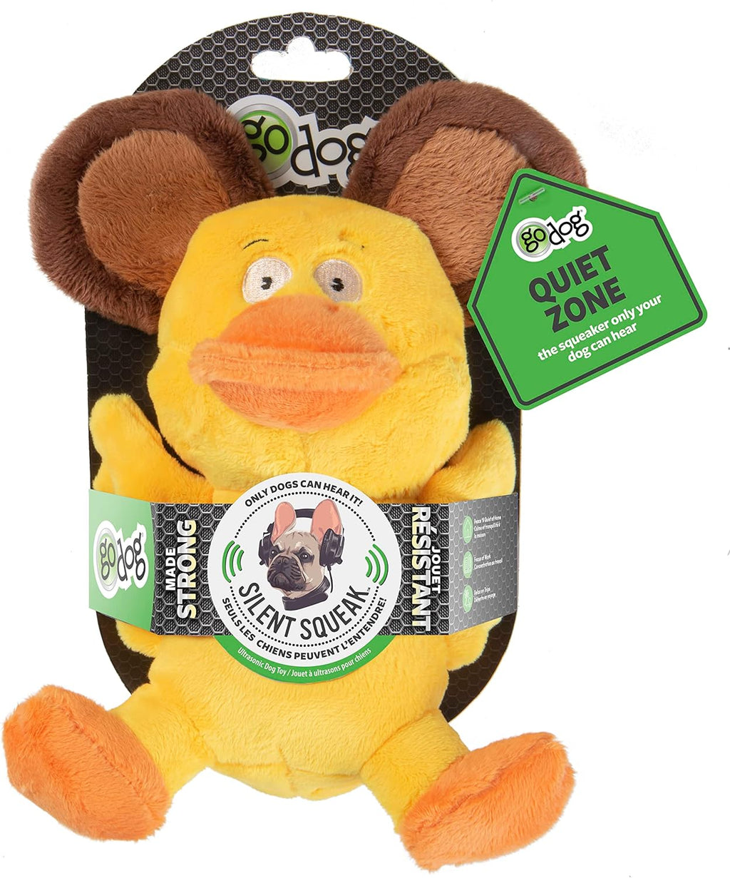 goDog® Silent Squeak™ Flips Duck Bear Small Dog Toy