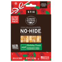 Earth Animal® No-Hide® HOLIDAY Holiday Feast Recipe Stix Natural Rawhide Alternative Dog & Cat Chews (20 Pack)