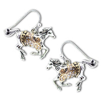 Chelsea Horses Silver & Gold with Clear Crystals Hook Earring (NEW)