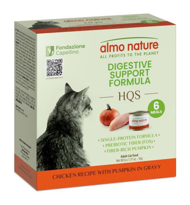 Almo Nature HQS Digestive Support Cat Food - Chicken Recipe With Pumpkin In Gravy 6x50gr (NEW)