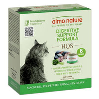 Almo Nature HQS Digestive Support Cat Food - Mackerel Recipe With Spinach In Gravy 6x50gr (NEW)