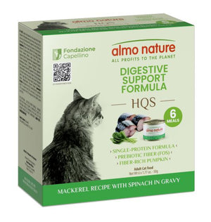 Almo Nature HQS Digestive Support Cat Food - Mackerel Recipe With Spinach In Gravy 6x50gr (NEW)