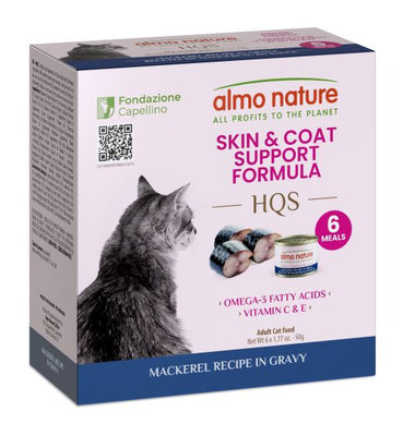 Almo Nature HQS Skin & Coat Care Cat Food - Mackerel Recipe In Gravy 6x50gr (NEW)