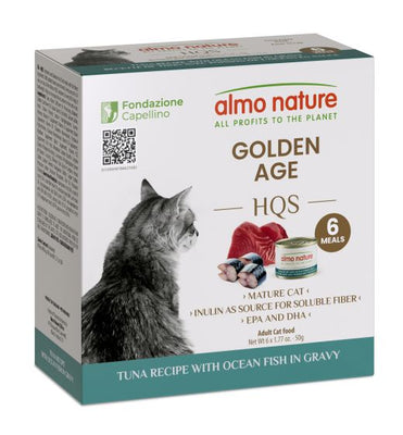 Almo Nature HQS Golden Age Cat Food - Tuna Recipe With Ocean Fish In Gravy 6x50gr (NEW)