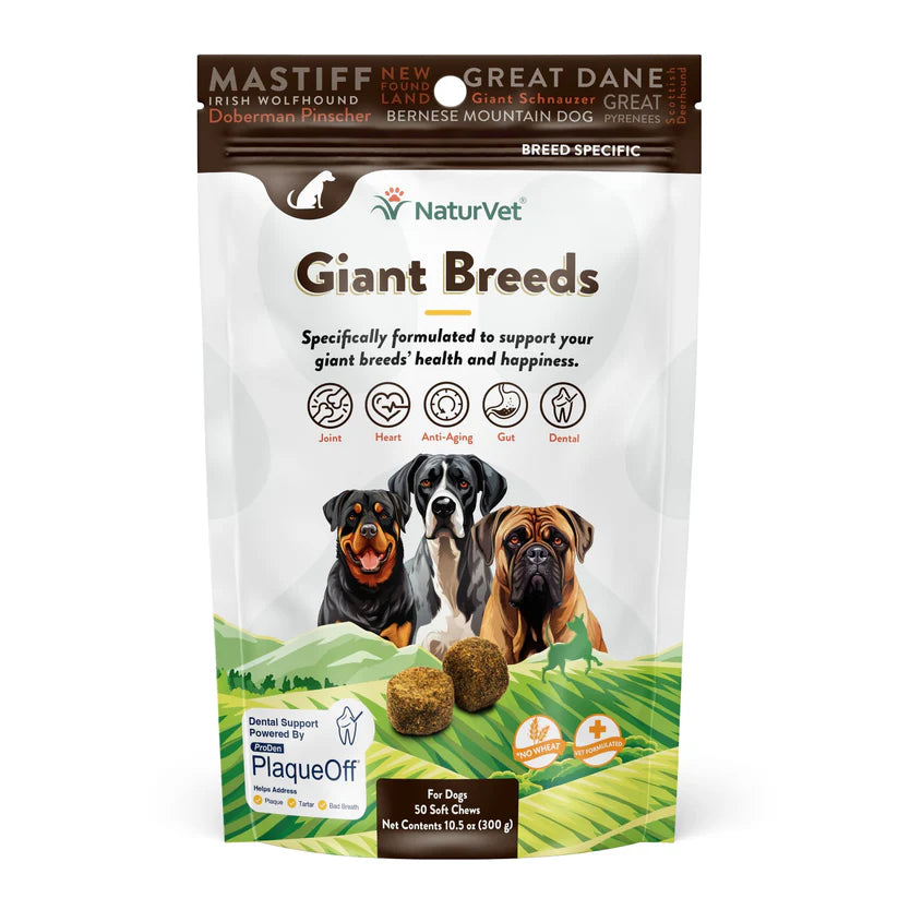 NaturVet Breed Specific Giant Breeds Soft Chew Dog Treats 50ct Natural Pet Foods
