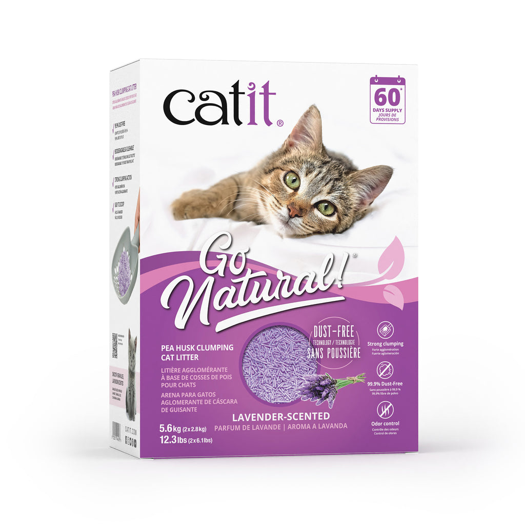 Catit Go Natural! Pea Husk Clumping Cat Litter - Lavender - 5.6 kg (12.3 lbs) Box